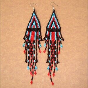 NEW Artisan Handmade Southwestern Inspired Beaded Fringe Earrings